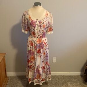 STUNNING JOHNNY WAS SILK MIDI DRESS